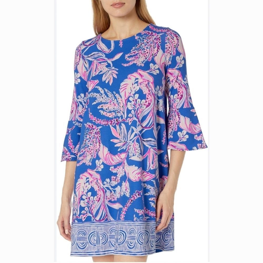 Lilly Pulitzer Ophilia Swing Dress In Blue and Pink Floral Size XS